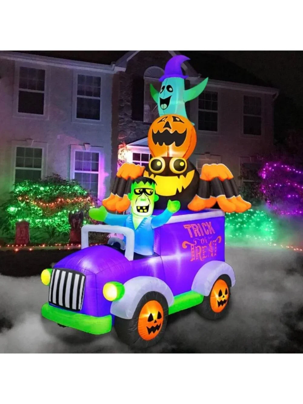8FT Halloween Inflatable Frankenstein in Car - Spooky Outdoor Decor, Fun Yard